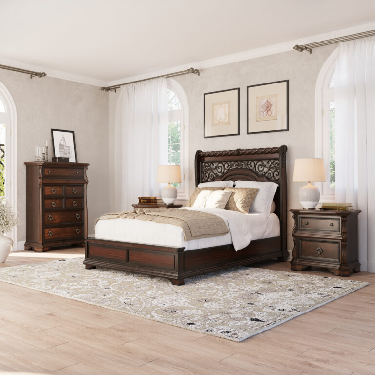 Monarch Rest integrity mattress with blankets on frame in a finished room