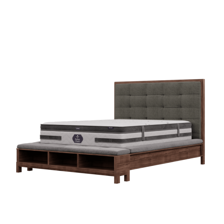 Corner view of a Perfect Choice mattress on a bed frame