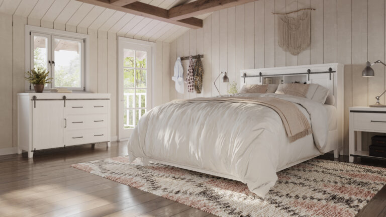 Elite Luxe mattress on a bed frame in a finished room