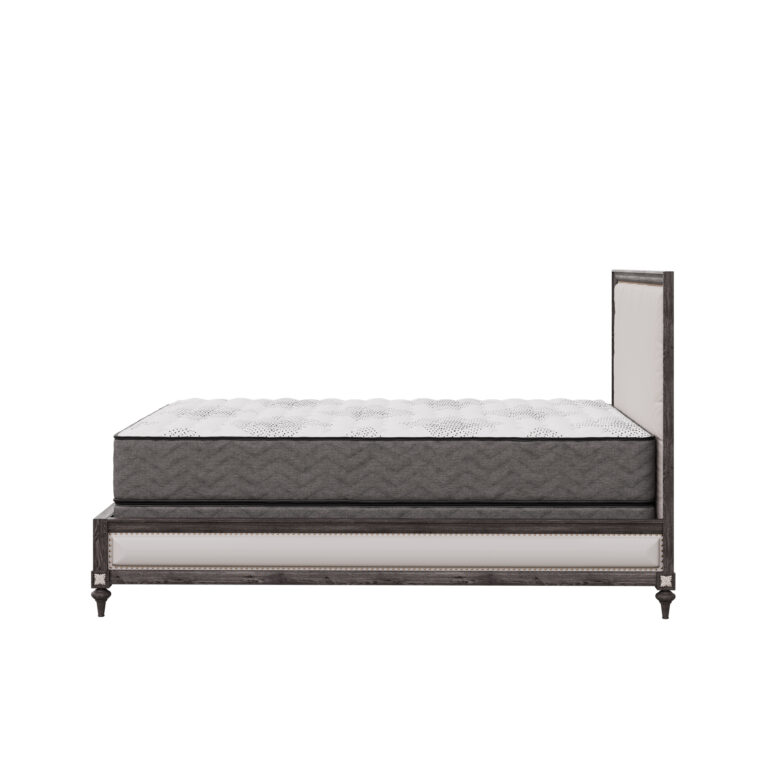 side view of a Quiet Night mattress on a bed frame