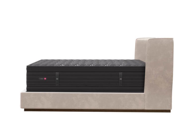 fuchsia duo mattress on a bed frame side view