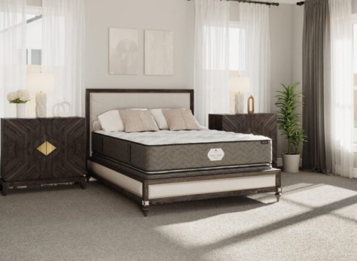Monarch Rest Quiet Night duo mattress on frame in a finished room